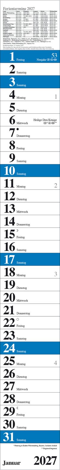 Streifenplaner Praktika Blau 2027