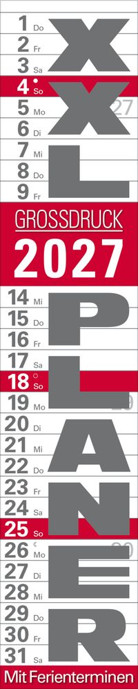 XXL Planer Großdruck rot 2027