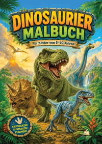 Dinosaurier Malbuch für Kinder von 6-10 Jahren mit 70 starken Ausmalmotiven