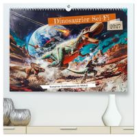 Dinosaurier Sci-Fi - Kampf der Urzeitgiganten im Weltall (hochwertiger Premium Wandkalender 2027 DIN A2 quer), Kunstdruck in Hochglanz
