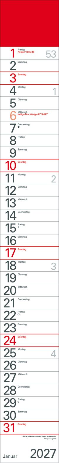 Streifenplaner Rot 2027